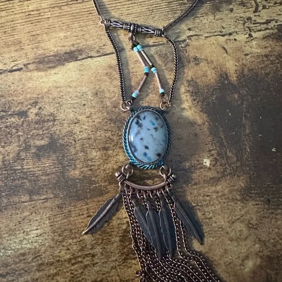 Bohemian Copper and Turquoise Necklace - Picture 1 of 3